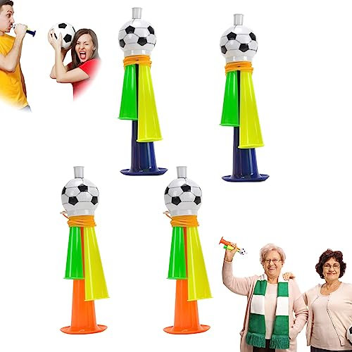 FainFun Stadion Tröte, 4 Stück Fan Tröte Fussball, Fußball Tröten, Tröten Fußball Stadion, Vuvuzela Tröte Laut, für Kinder, Fußball Fans, für Fußball-Themenparty, Weltmeisterschaft