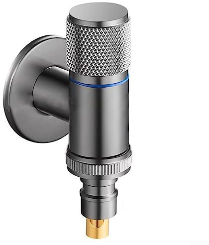 DAZZLEEX Grifo de montaje en pared, grifo de lavadora de acero inoxidable, válvula de ángulo de apertura rápida para lavadora, color negro G3/4