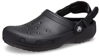 Crocs Unisex-Adult Classic Work Clogs | Enclosed Toe | Slip Resistant | All Day Comfort, Black, 8 Women/6 Men