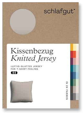 schlafgut Knitted Jersey Kissenbezug 40x40 cm Bio-Baumwolle, Sand Mid | Kopfkissenbezug, Kissenhülle, Sand, Jersey, mit Elasthan, faltenfrei, bügelfrei, OEKO-TEX