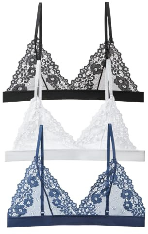 Cotorance Soutien-Gorge sans Armatures en Dentelle sans Rembourrage à Encolure en V Profond et Forme Triangle pour Femmes - Lingerie