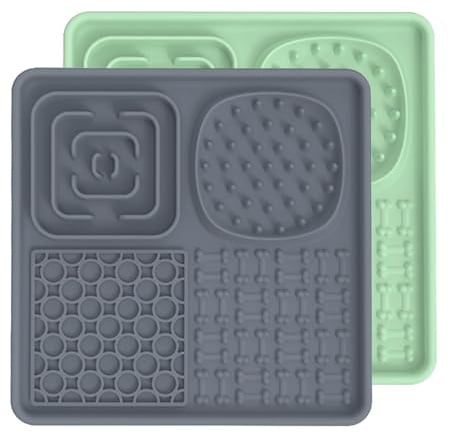 AODALIY Silikon Schleckmatte für Hunde Katze [frei von BPA]+[großer Saugnapf] Hund Leckmatte Katze Lick Mat Haustier Eine tolle Idee, den Hund beim Dusch, Ausbürsten usw(Grau+Grün)