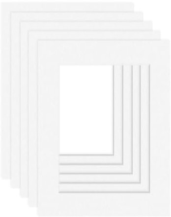 DEHA Design Passepartout (5er Set) Karton 18x24 cm für Bilder im Format 13x18 cm, Hellweiß