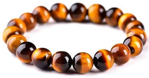 JoyasMinerales Bracelet en Œil de Tigre | 100% Pierres Naturelles Authentiques | Confortable & Élégant | Fil Élastique Coréen + Boîte Cadeau Incluse (Œil de Tigre, 6mm)