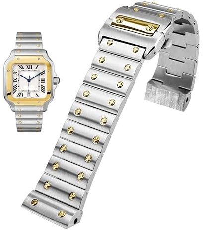 vkeid Massives Edelstahl-Uhrenarmband für Cartier Santos 100-Serie, Herren-Armband, 23 mm Schmetterlingsschnalle, Uhrenzubehör