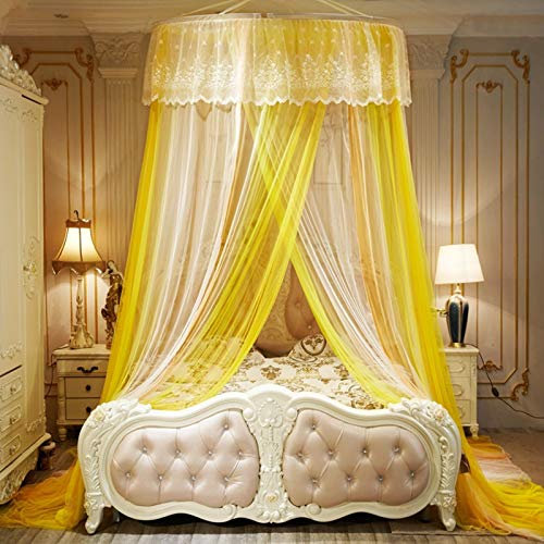 Kuppeldecke Betthimmel Farbverlauf Prinzessin Stil Moskitonetz Kinderzimmer Dekoration Spitze Bettvorhang (Golden 1,5 m)