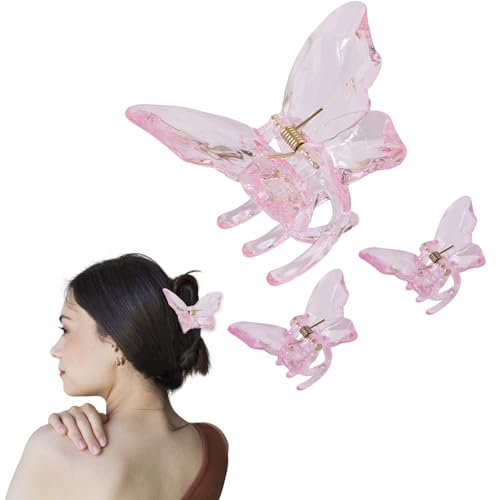 Traziewell Haarklammern Set Schmetterling Haarspangen Mittelgroß Acryl Haarnadeln Damen Styling Zubehör für Frauen Mädchen 3 Stück 0714