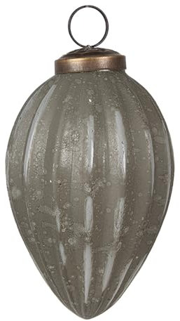 Clayre & Eef Weihnachtskugel Ø 7x11 cm Grau Glas Weihnachtsbaumschmuck