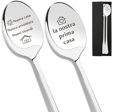 Regalo Casa Nuova,Regali per Casa Nuova,Regali per la Casa,Casa Nuova Idee Regalo,Regali Casa Nuova,Regali Coppia,Regalo Famiglia,Regalo Natale,2pcs Cucchiaini da Caffè Acciaio Inossidabile
