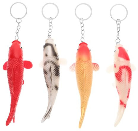 UPKOCH Dekorative Schlüsselanhänger 4er-Pack Lebensechter Fisch-schlüsselanhänger Aus Kunststoff Als Dekoration Partygeschenk Für Veranstaltungen