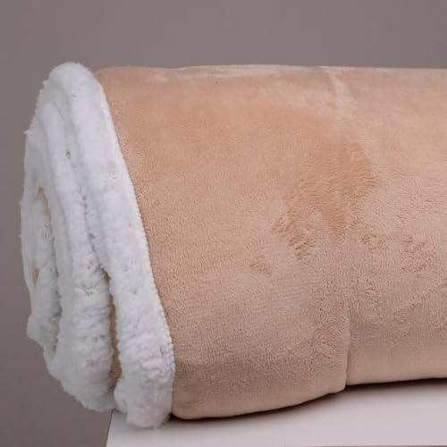 LARA MORADA - Plaid Letto Singolo, Morbidissimo Pile Coral, Misura Singolo 130x160 cm, 460 gsm, Plaid Agnellato, Coperta Pelosa Extra Calda, Ginevra Brown