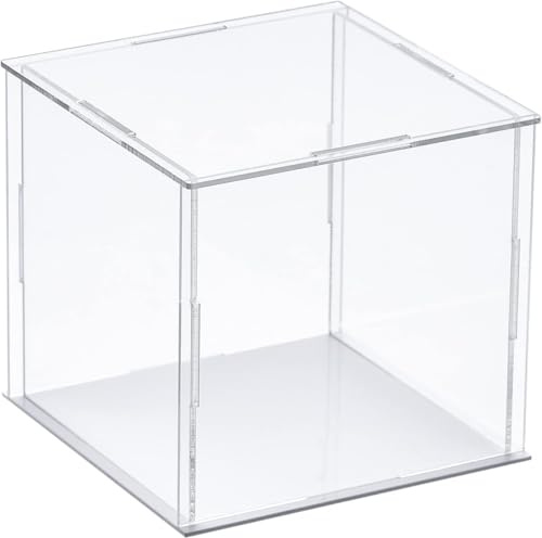 TA-VIGOR Acrylic Display Case 10 x 10 x 10cm Dustproof Clear Showcase | Clear Acrylic, White Base, Assemble Design, For Action Figures, Toys And Collectibles, Countertop And Home Display