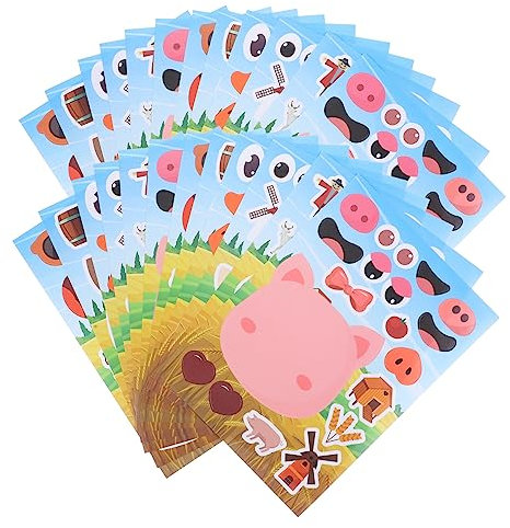 KOMBIUDA 12pcs Farm Stickers Make Your Own Stickers DIY Stickers Toys Cartoon Stickers Computer Sticker Animal Sticker DIY Adhesive Sticker DIY Assemble Sticker Copper Plate Stickers