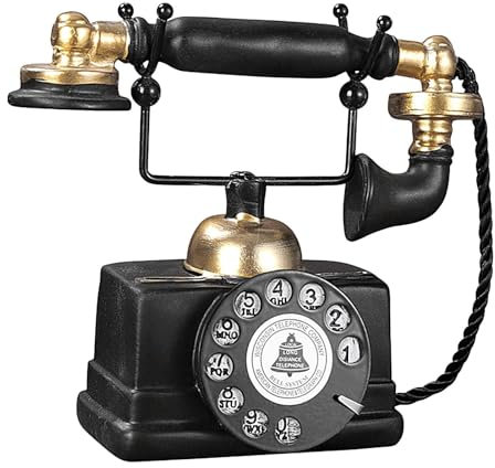 gifyym Telefon im Vintage-Stil | Telefon-Dekoration für Zuhause | Altmodische schnurgebundene Telefone aus Kunstharz für Regale, ästhetische Skulptur als Raumdekoration, Retro-Bücherregal-