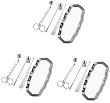 ABOOFAN 3 Sets Candle Extinguisher Candle Wick Dipper Wicks for Candlemaking Candle Accessory Candle Bell Snuffer Candle Care Kit Candle Flame Clipper Tray Silver Stainless Steel