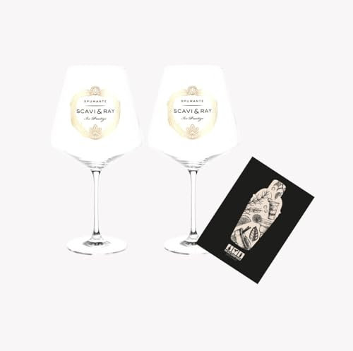 Individuelles Set mit Scavi & Ray ICE Glas NEU 2er Set Gläser - 2x Ballonglas für Prosecco/Champagner/Wein ICE Gläser weiss mit 0,2L Eichung