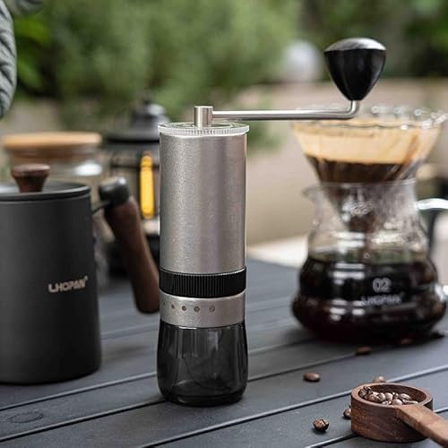 kaffeemühle hand mit Hochpräzisemmit 5 Einstellbaren Stufen, Mini Manueller Kaffeemühle mit Hochpräzisem,Tragbare Verstellbarer Handkaffeemühle, Coffee Grinder für Reise, Camping, Büro, Espresso