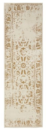 benuta Basic Teppich Suki - Creme/Gelb 80x240 cm - Kunstfaser - Läufer & im Style: Vintage, Orient Style - Pflegeleicht für Wohnzimmer Schlafzimmer