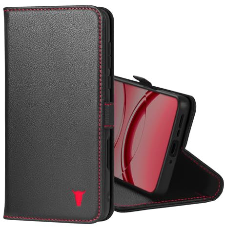 TORRO Coque Compatible avec Oppo Find X8 Pro (6.78” - 2024) – Étui Portefeuille en Cuir Véritable avec Béquille et Porte-Cartes (Noir)