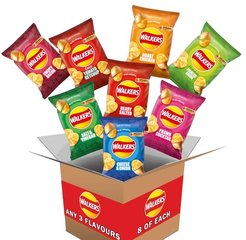 Walkers Crisps 24 Pack Choose 3 Flavours Mixed Variety 24 Bags
