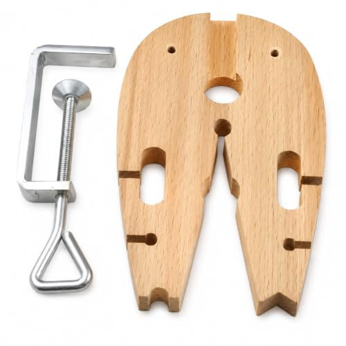 V-Schlitz-Bankstift aus Holz mit C-Klemme für Juweliere und Metallschmiede