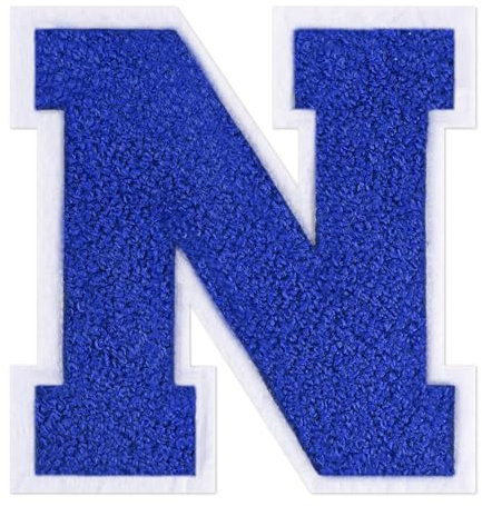 QianSiLi 6.0 Inch Chenille Iron On Letters for Clothes Varsity Letter Patches Embroidered Patch Iron On Patches for Clothing Jacket/Hoodie/Varsity (Blue,N)