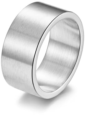 Sumpgle 10 mm breit minimalistisch matt gebürstet Titan Stahl Ring Vintage Silber Herren Hip-Hop Schmuck Modeaccessoires