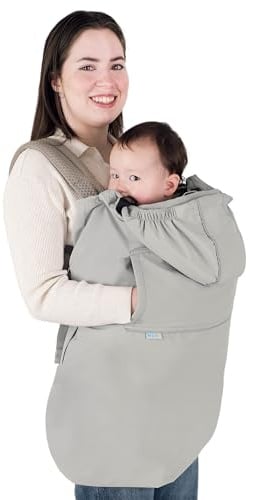 JAN & JUL Wasserdichte Babytrageabdeckung für Regen, Universelle Passform für Autositz und Kinderwagen (Greystone)