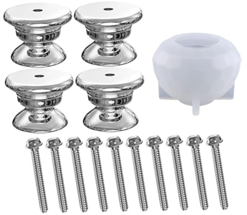 SOIMISS DIY Resin Silicone Drawer Pull Handle Mold Set Hex Faceted Design, Includes 4 Bases and 10pcs 25mm Screws for Cabinet and Wardrobe Door Handle Making, Craft Supplies for Furniture Accessories