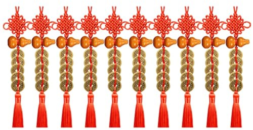 Rersduyt Feng Shui Good Luck Tassel Chinese Knot Pendant Chinese Knot Lucky Charm Suitable for Car Bag Office and Other Scenes