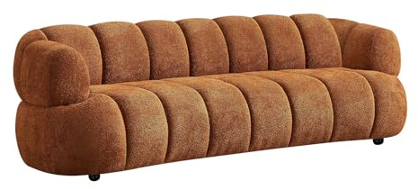 Vente-unique-Sofa 3-Sitzer - Bouclé-Stoff - Terracotta - COLIANI