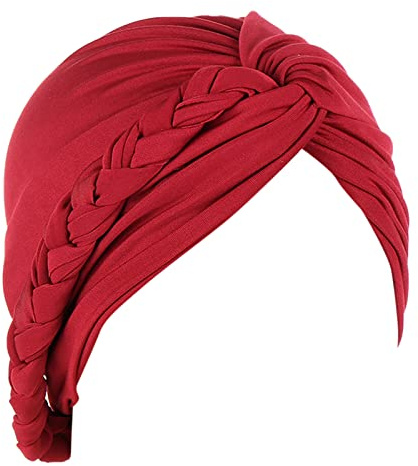 Generisch Frauen Braid Turban Hüte Hut Mütze Haar Bonnet Kopftuch Wrap Cover Baseball Cap Aufbewahrung (Wine, One Size)