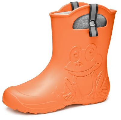 Ladeheid EVA Gummistiefel Damen warm gefüttert durch herausnehmbaren Innenschuh leichte wasserdichte Regenstiefel Griffe zum Anziehen rutschfeste Sohle LA-CA-23