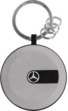 Mercedes-Benz Schlüsselanhaenger G-Klasse Ersatzradkasten, Edelstahl, Schwarz/Silber, Matt, 8,5 cm, mit Großem Spaltring und 3 Minispaltringen