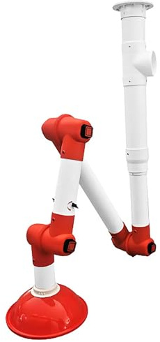 Labor-Abluftöffnung mit um 360° verstellbaren Drehpunkten, Abluftauslass-Auslegerarm, Milchabsaugung aus PP-Material, Abzugshaube für Labor, Industrie, (rot 2311)