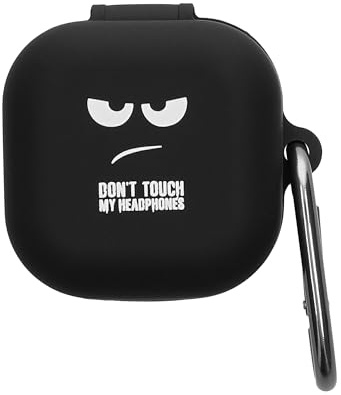 kwmobile Design Schutzhülle für Samsung Galaxy Buds 4 / Galaxy Buds 4 Pro Hülle - TPU Silikon Case für Kopfhörer Ladecase - stoßfestes Cover mit Karabiner - Weiß Schwarz Schwarz