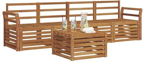 vidaXL Sofagarnituren Natur Massivholz Akazie, Moderne, langlebige Garten-Sofagarnitur, sectionale Möbel für Patio, Terrasse, entspannte Sitzgelegenheit