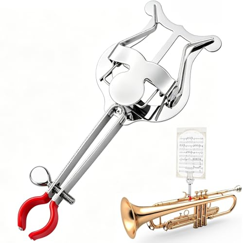 Notenclip Trompete, Marschgabel Für Trompete Und Posaune Metall Notenhalter Mit Klemme Zur Befestigung an Trichter Ideal Für Blaskapellen Und Marschmusik