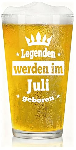 Verdaxis Bierglas Geburtstagsgeschenk für Männer, Legenden Werden im Juli Geboren-Lustige Bierglas Geschenke für Papa, Opa, Freund