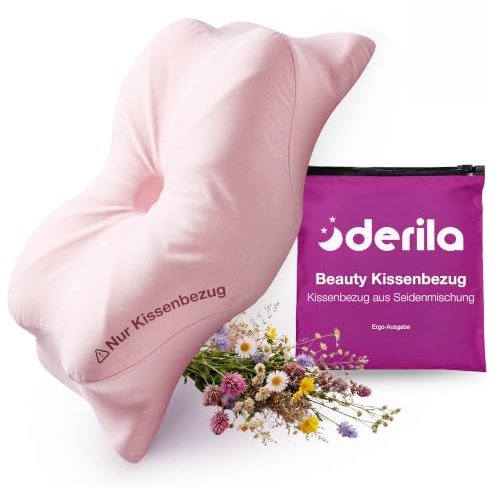 Derila Ergo Beauty Seidenkissenbezug, Anti-Frizz für Haut & Haar | Modal-Seide-Spandex-Mix, Kissen nicht enthalten, verdeckter Reißverschluss, 54 x 36 x 12 cm