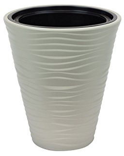 Sahara cache-pot 35 cm en plastique, couleur gris claire