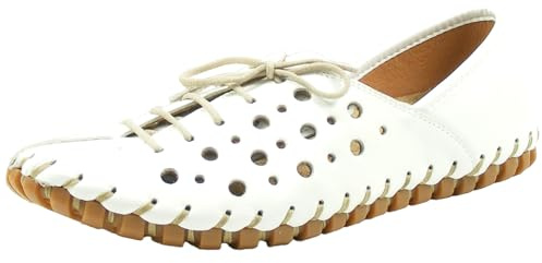 Gemini Damen Halbschuh Schnürschuh Leder Sneaker Lochmuster 031210-02