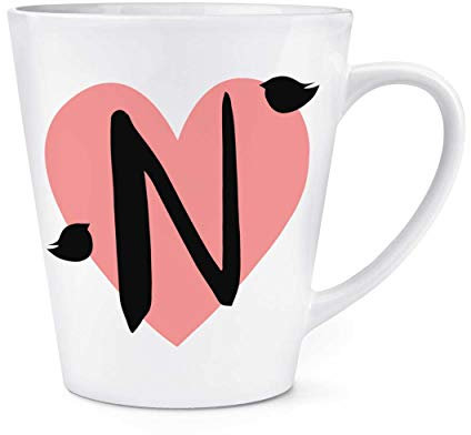 Gift Base Buchstabe N Herz Alphabet 12oz Latte Becher Tasse