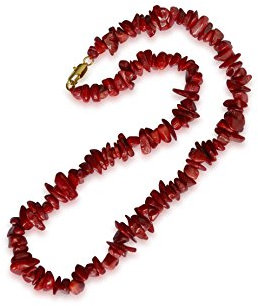 Vifaleno Koralle Halskette, natürlich rot, Klumpen-Perlen 8-13 mm, ca. 43 cm