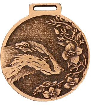 GTK - Geweihe & Trophäen KRUMHOLZ DACHS Deko Medaille BRONZEFARBEN Auszeichnung Pämierung