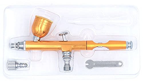 ANCLLO Airbrush Tool Dual Action Gravity Feed 0.3mm Nozzle Spray Gun Cake Decorating Brushes for Nail Manicure with Wrench Straw