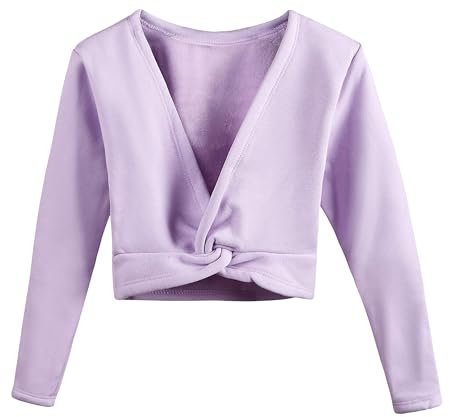 Body a maniche lunghe per danza e ginnastica, con interno in velluto, Viola, 5-6 Anni