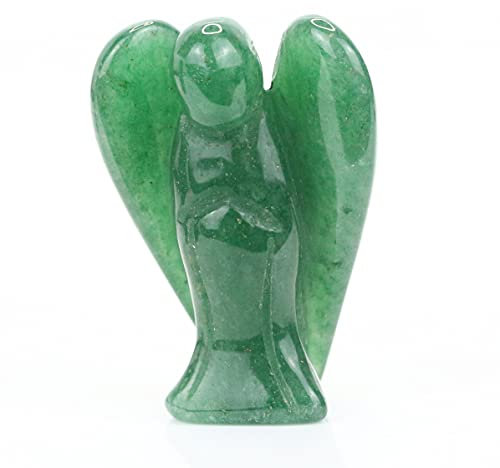 Ouubuuy Handgeschnitzter Kristallengel, Pocket Guardian Natural Edelstein Statue Minifigur Dekoration für Frieden, Liebe, Glück und Heilung 1,5 Zoll (Grüner Aventurin)