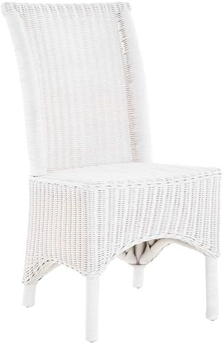 Krines Home Rattan Esszimmerstuhl hohe Rückenlehne Rattanstuhl Esszimmer Korbstuhl (Weiss)
