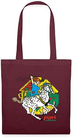 Spreadshirt Pippi Langstrumpf Herr Nilsson Und Kleiner Onkel Stoffbeutel, One size, Burgunderrot